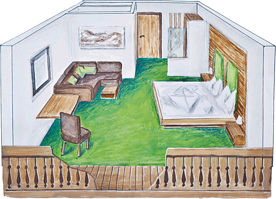 Grundriss Doppelzimmer Dachstein