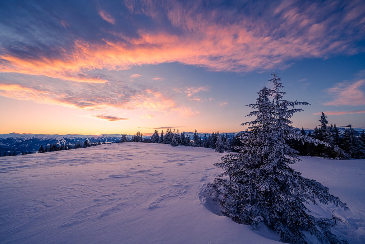 Peaceful and relaxing winter landscape in Filzmoos