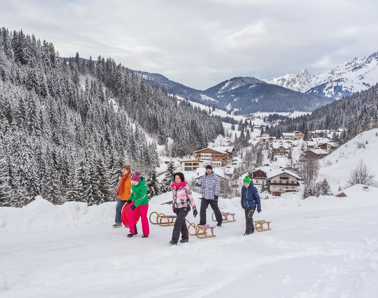Fun sled ride with the family
